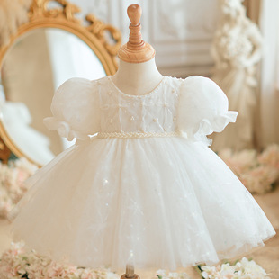 One-year-old dress girl baby girl catch week girl birthday host white princess tutu skirt factory outlet