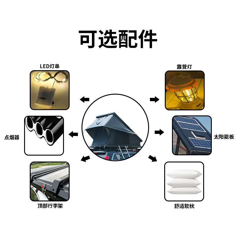 Cross-border automatic quick-opening roof tent outdoor camping hard shell aluminum alloy Triangle car roof tent factory