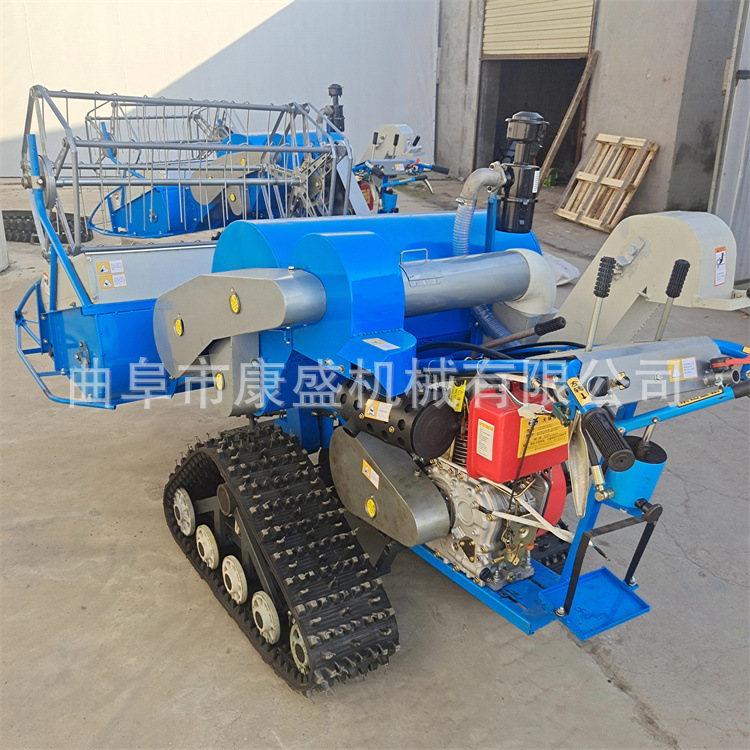 新款家用小麦水稻收割机 自动装袋稻谷大豆履带联合柴油电启动