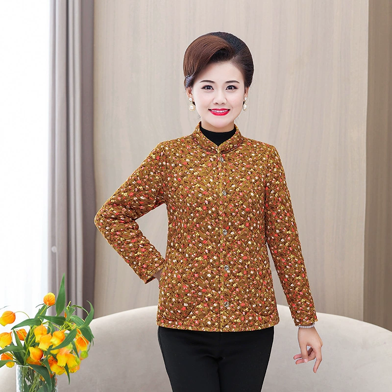 Средний и пожилой верблюжий бархатный внутренний хлопчатобумажный костюм женский утолщенный теплый хлопчатобумажный костюм свободный большой размер дикая хлопчатобумажная куртка