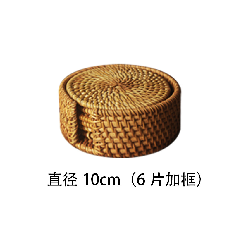 Tejido de caña artesanal almohadilla de taza de té tejido almohadilla de comedor creativa almohadilla de mesa almohadilla de platos almohadilla de aislamiento de calor