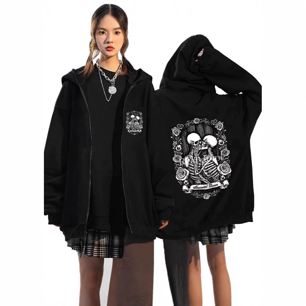 Трансграничный Новый Европейский и Американский Харадзюку Темная грудина толстовка готика пара молния свитер кардиган для мужчин и женщин