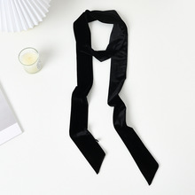 走秀款领巾女纯色长条细窄丝绒小丝巾韩国chic装饰腰带潮春秋冬季