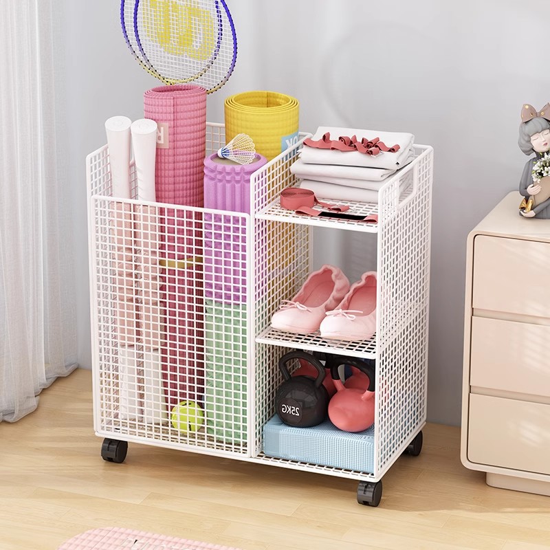Yoga Mat Storage Basket Fitness Equipment Movable Sports Equipment Storage Rack Storage Rack Badminton Wheel Household