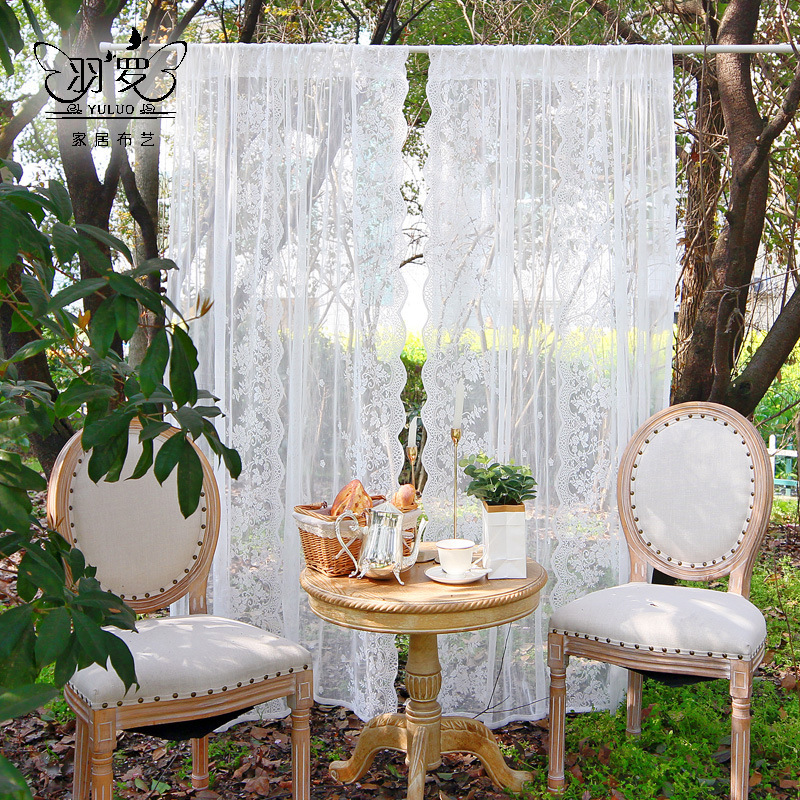 French Curtain Gauze Curtain Lace Romantic Lace Pastoral White Window Screen Wave Ins Princess Door Curtain Korean Style Partition