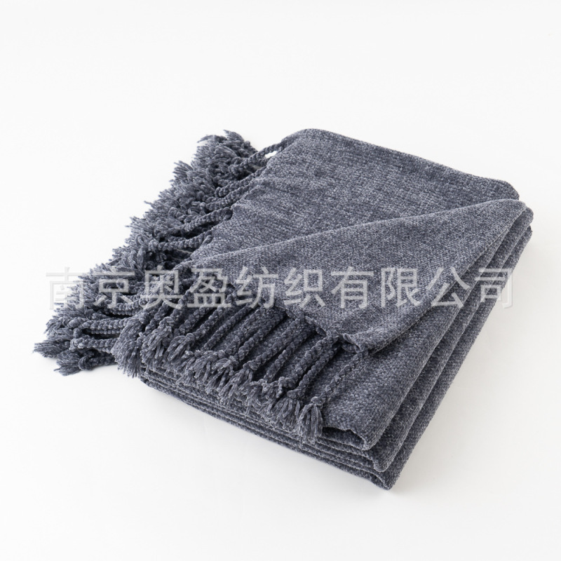 亚马逊雪尼尔搓须毯沙发毯办公室午睡毯子披肩毯装饰床搭流苏毯子|undefined