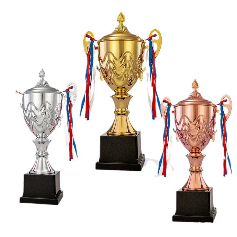 Creative metal trophy for basketball and football competition honor gold cup for children kindergarten