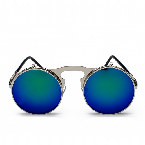 Jet 3057 Retro Metal Steampunk Flip Sunglasses Flip Sunglasses Men's and Women's Trendy Round Frame Prince's Mirror