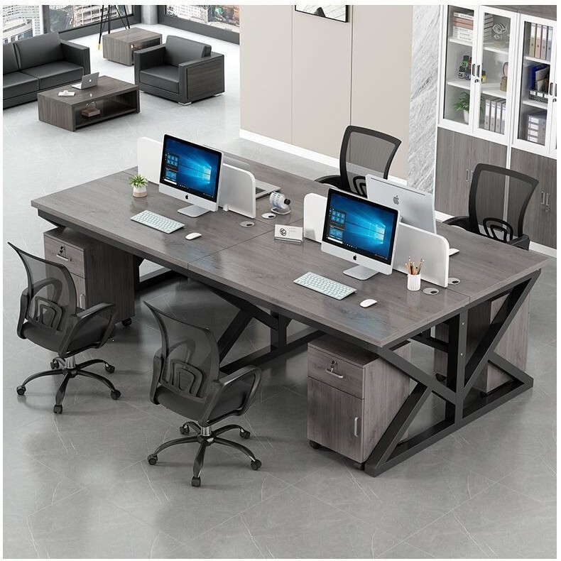 Table/desk and chair combination office computer desk, simple modern screen office desk for 4 employees