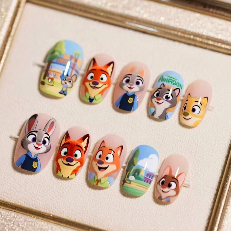 Zootopia Wearable Nails Cute Student Children Niche New Trendy Short and Long Styles Factory Direct Wholesale Nail Stickers Zootopia Wearable Nails Cute Student Children Niche New Trendy Short and Long Styles Factory Direct Wholesale Nail Stickers