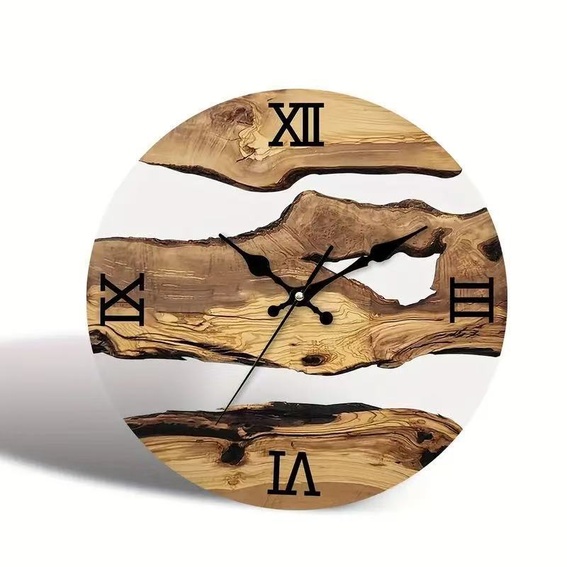 Nordic simple reloj de pared acrílico textura de grano de madera reloj salón decorativo reloj de pared de moda reloj mudo