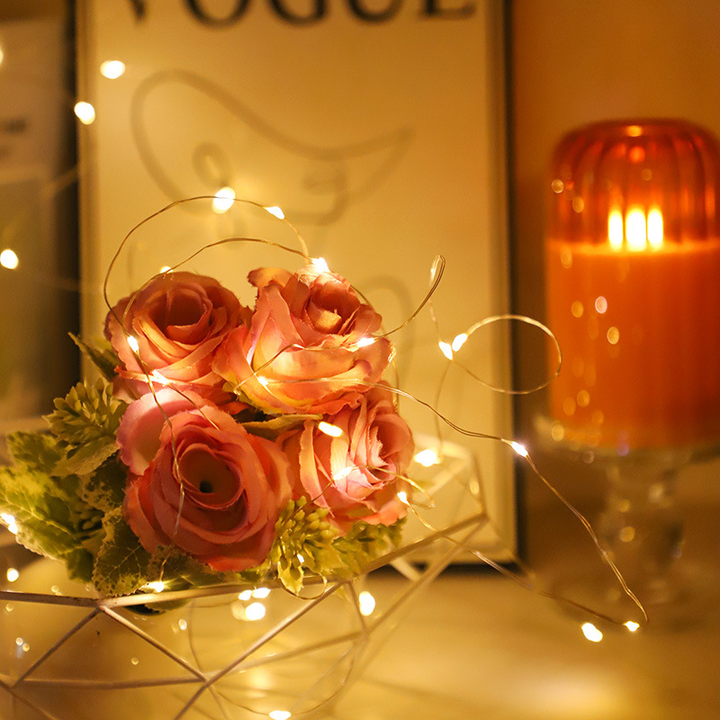 Nuevo LED caja de batería de control remoto cadena de lámpara de alambre de cobre decoración de atmósfera de vacaciones multiescena adecuada para la decoración de luces de color creativas