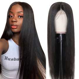 欧美假发 欧美女士时尚化纤头套 黑色中分长直发厂家现货批发wigs