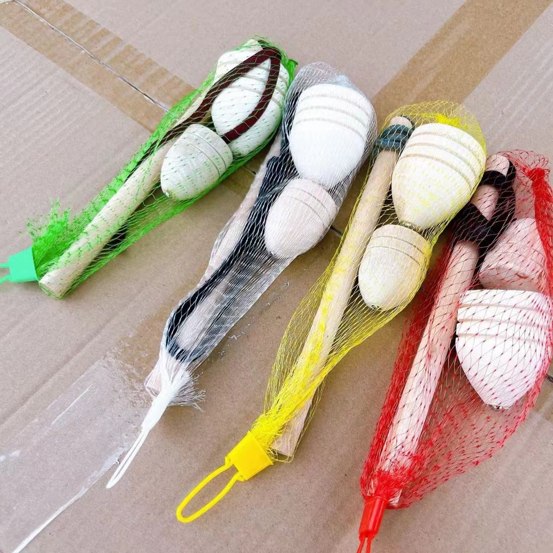 Juguetes giroscópicos infantiles nostálgicos giroscópicos de madera 2 bolsas de red giroscópicos de madera tradicional juguetes divertidos al por mayor
