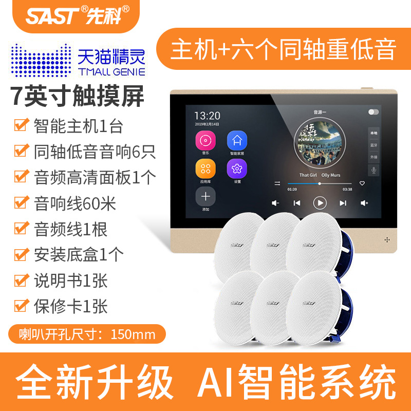 [내장 Tmall elf] 호스트 + 6 HiFi 수준 동축 서브우퍼 천장 스피커