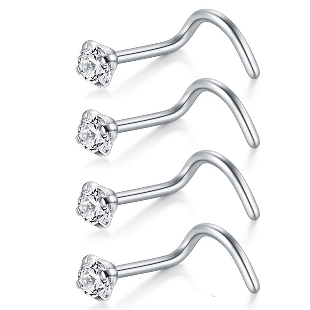 Curved Nose Stud In Titanium Alloy 5-shaped Piercing Jewelry_voghion.com