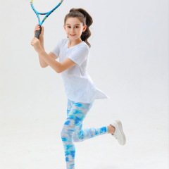 Summer Lightweight Girl's Children Short Sleeve Exercise Dance Tennis Sport Fitness Yoga Set Quick Dry
