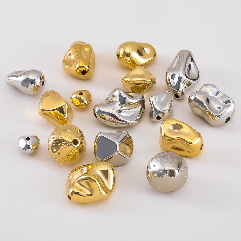 Abs Irregular Through-hole Loose Beads, Silver Fragments, Bracelet...
