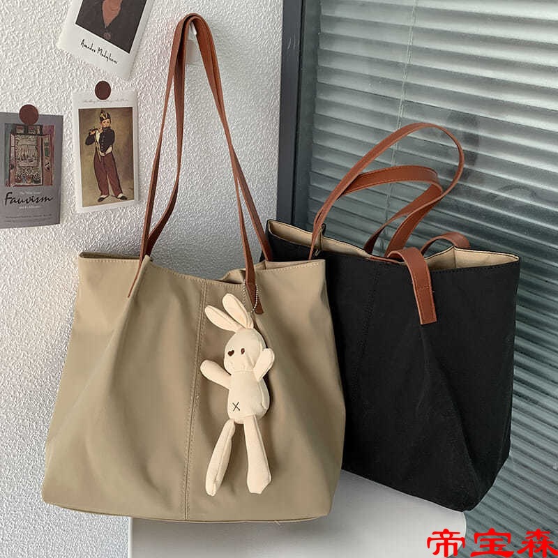 ins solar system literature fresh blank Simplicity nylon canvas The single shoulder bag Versatile Solid Shopping bag