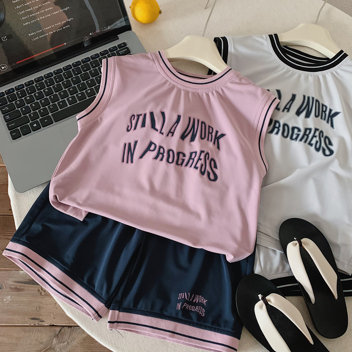 Muye Summer Children's Sports Suit Vest T-shirt Shorts 4