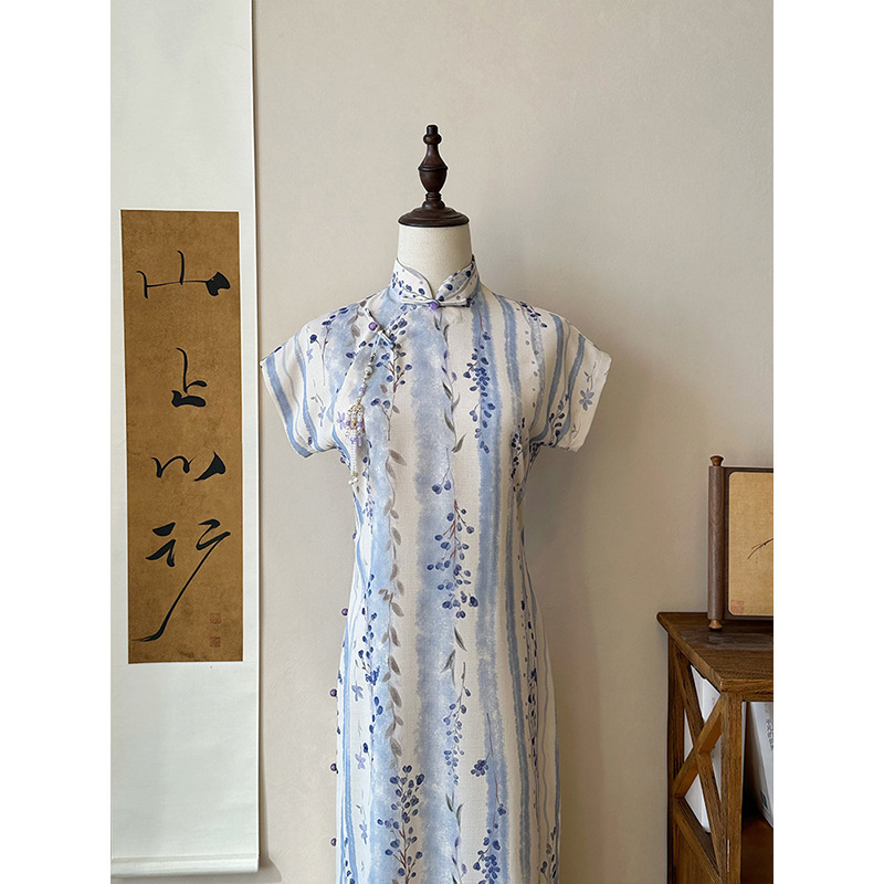 [Send Spring Letter] New Ancient Style Full-breasted Purple Cheongsam Women Can Wear Plain Elegant Daily Miss Jiangnan of the Republic of China