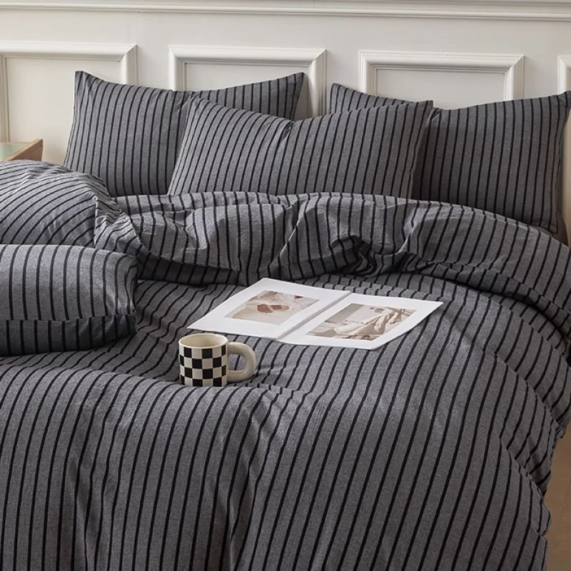 Nuevo estilo nórdico cama de algodón puro traje de cuatro piezas sábanas de algodón lavado de algodón edredón conjunto de dormitorio de tres piezas 2025 nuevo