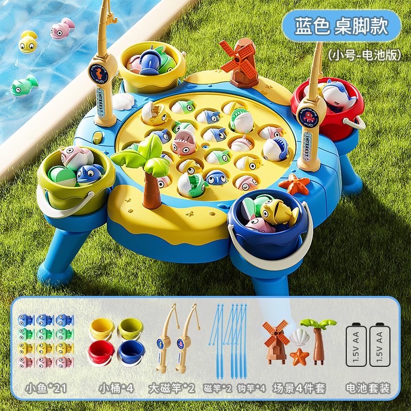 Nuevo producto electromagnético mesa de pesca juguetes de pesca infantil educación temprana puzzle música interactiva juguetes caseros