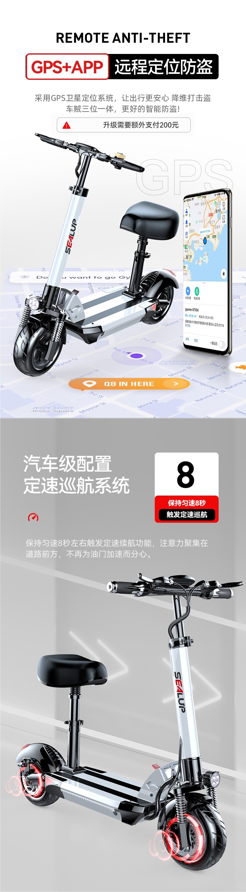Xilop Electric Scooter Ride-On Folding Electric Vehicle Two-Wheel Mobility Scooter Small Car Mini Electric Bike