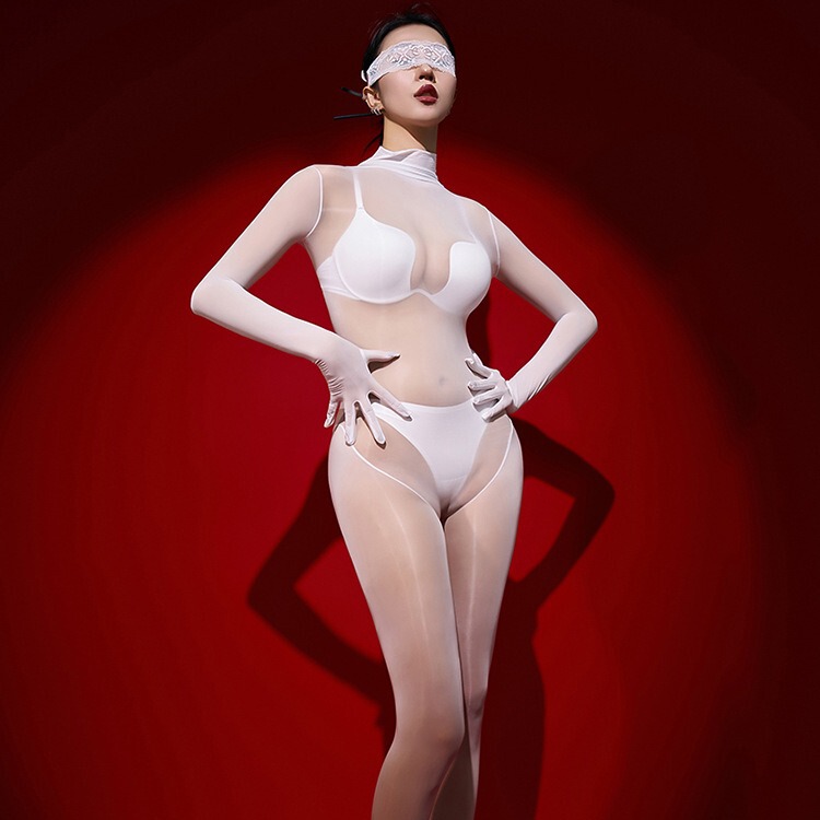 E-Line Queen Horse Oil Stockings Plus Size Full Body Bodysuit Sexy Open Crotch Shiny Nude Feel Silky High-Cut Tights