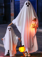 萬聖節服裝裝飾男童幽靈斗篷女童披風服飾裝扮cos白色精靈鬼衣服