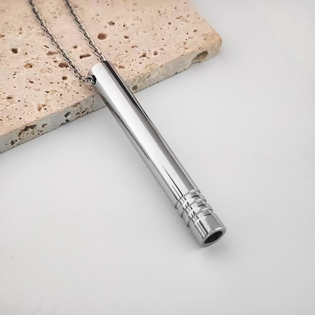 Cylinder Whistle Pendant Necklace In Titanium Steel For Men_voghion.com