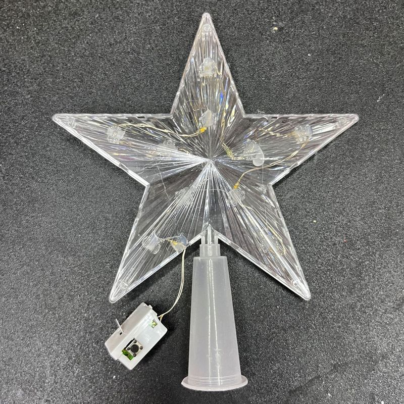クリスマスの新しい発光樹頂星クリスマスツリー装飾品は国境を越えてクリスマスの透明なランプ付き五芒星に特化している|undefined