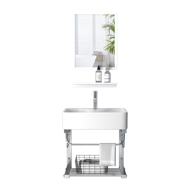 Lavabo de cerámica, lavabo de pie para baño, lavabo pequeño para apartamento, lavabo de balcón, lavabo de cerámica simple para montar en la pared