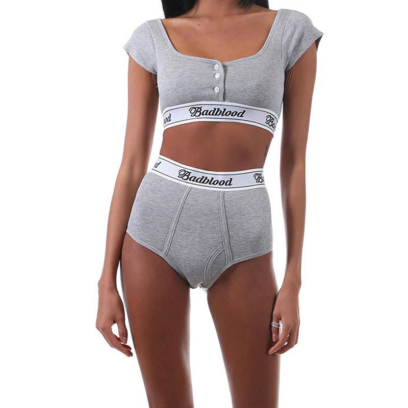 Korean Badblood Bcac Series Sexy Short T-Shirt Women's Short-Sleeved American Niche Casual Sports Top Trendy