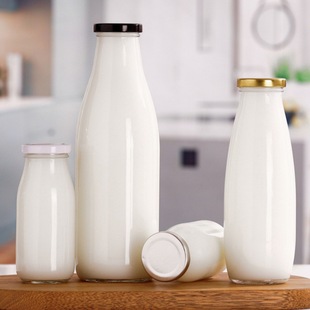 in stock wholesale silk mouth bottle cap bottle yogurt bottle 500ml milk bottle beverage bottle glass bottle 1000ml