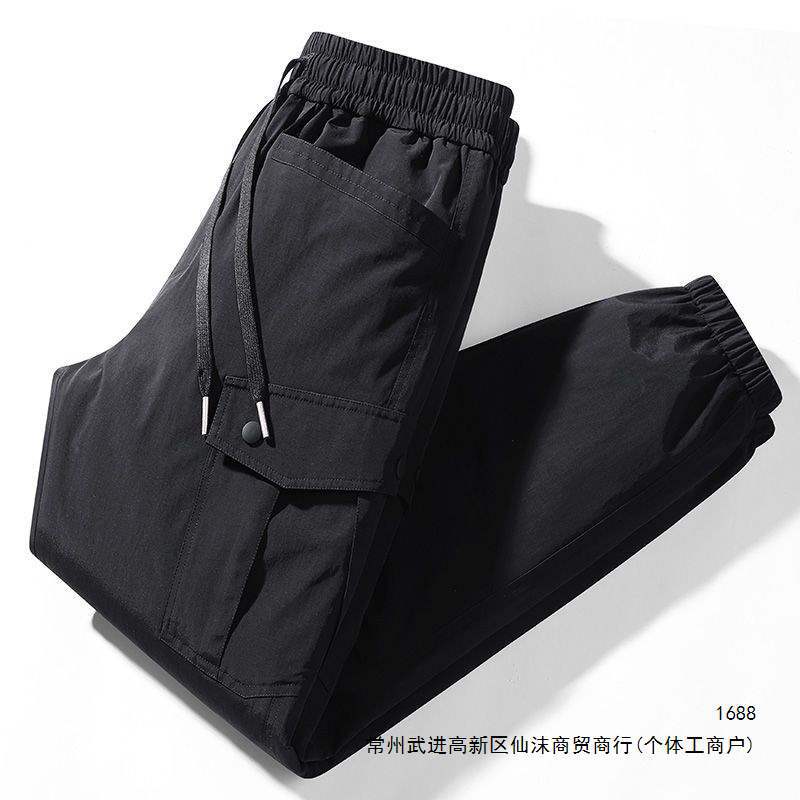 Men's down-filled hiking trousers, 2026 winter new style, outdoor cycling, three-proof casual workwear, 90% down fleece trousers