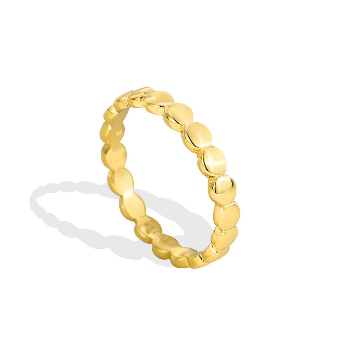 R0165 minimalista europeo y americano espejo textura círculo anillo retro brillante estilo frío 18k anillo de oro