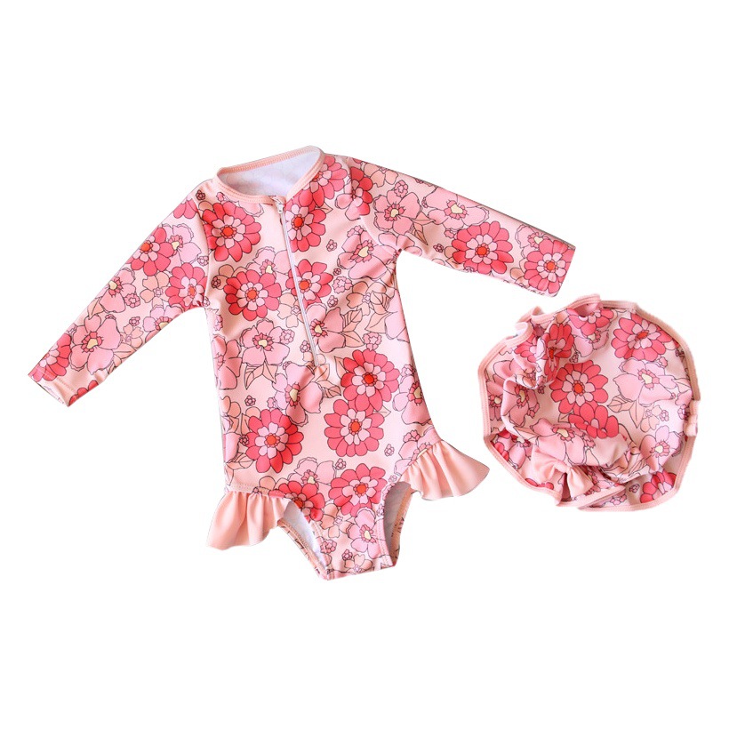 Traje de baño para niños, niña de una pieza, niño pequeño y mediano, lindo traje de baño para bebé, niña, protector solar de playa, traje de baño de aguas termales de secado rápido