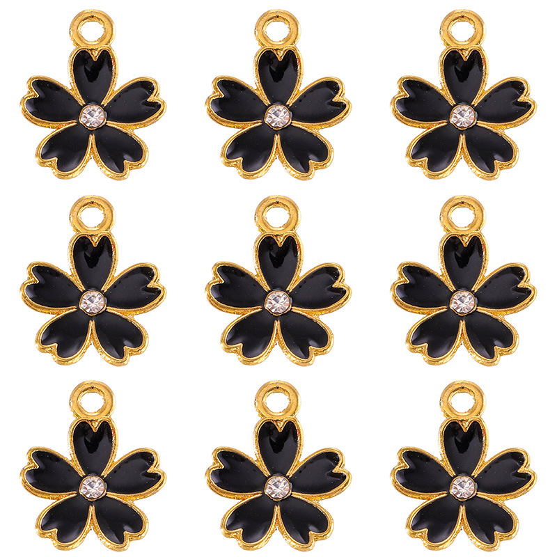 14 * 17mm Jewelry Making Size 20 PCS/Package 14 * 17mm Alloy Rhinestones Flower Polished Pendant
