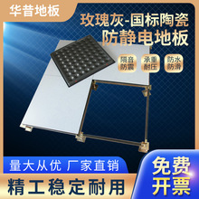 国标玫瑰灰陶瓷防静电地板高架地砖pvc机房监控室活动网络地板