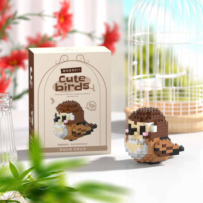 Pajaros compatibles, loros, bloques de construcción altos, flores, flores, ramas, flores, animales, decoraciones, juguetes inteligentes para niños, cabinas de mujeres