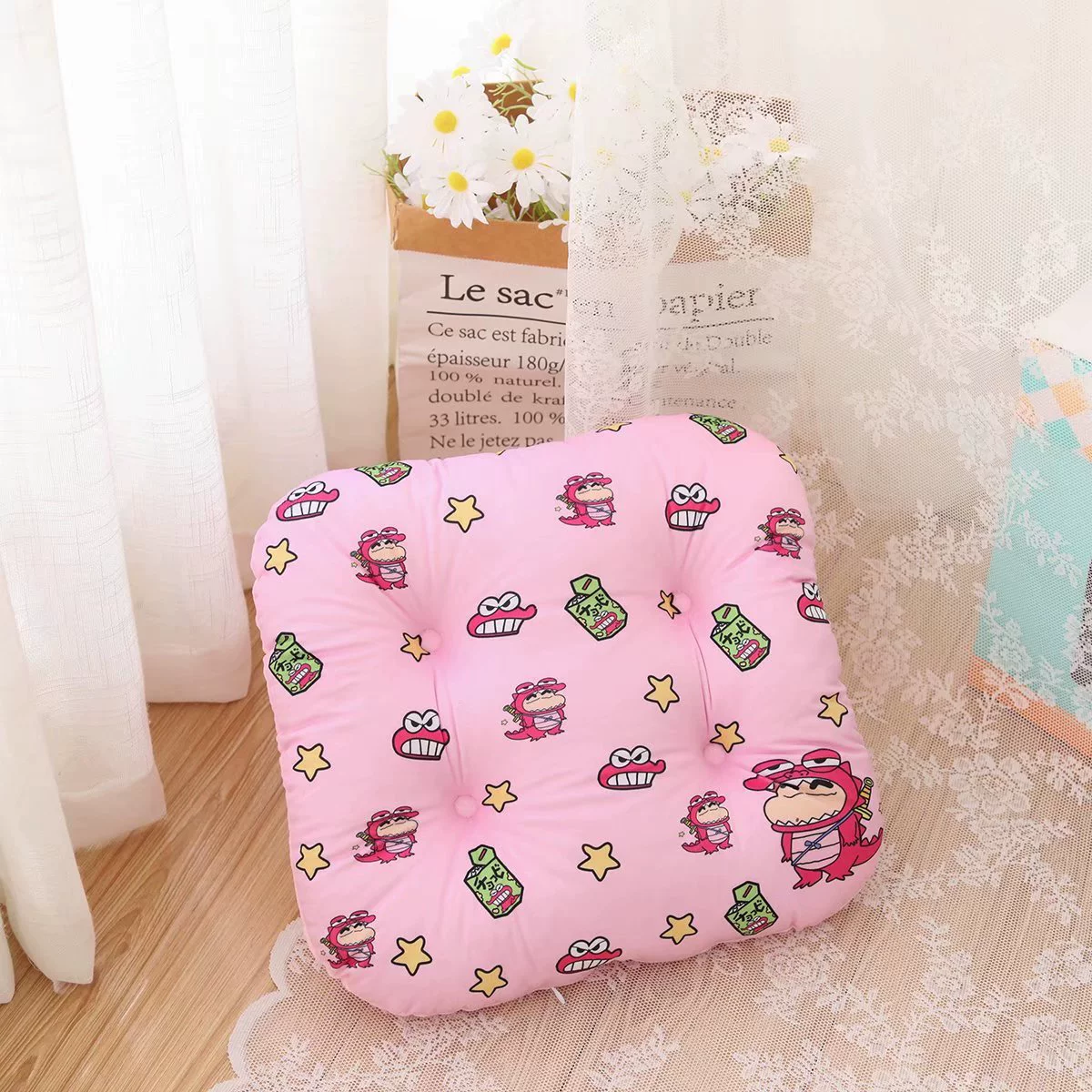 Cartoon pillow, sofa for bedroom, crayons, cloth