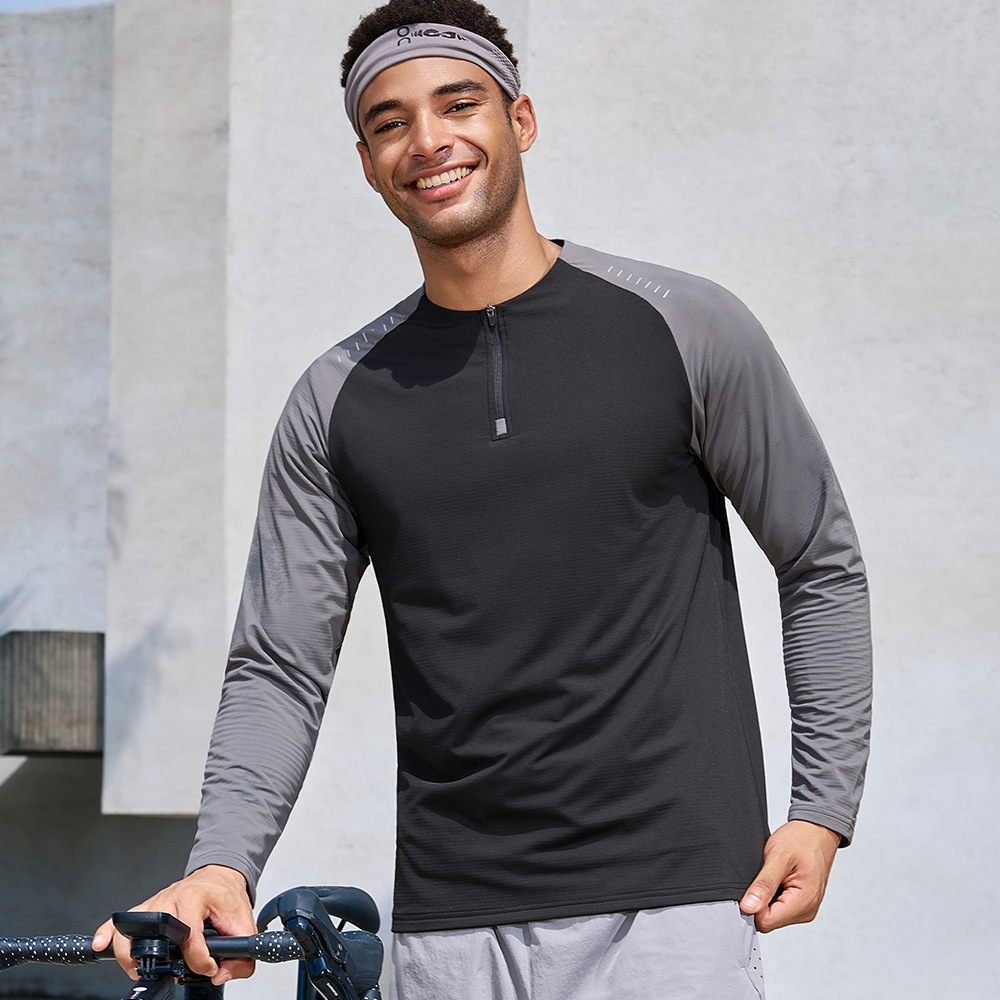 Camiseta deportiva al aire libre, ropa de secado rápido de manga larga, hombre y mujer, carrera, media cremallera, camiseta deportiva de entrenamiento, ropa de fitness