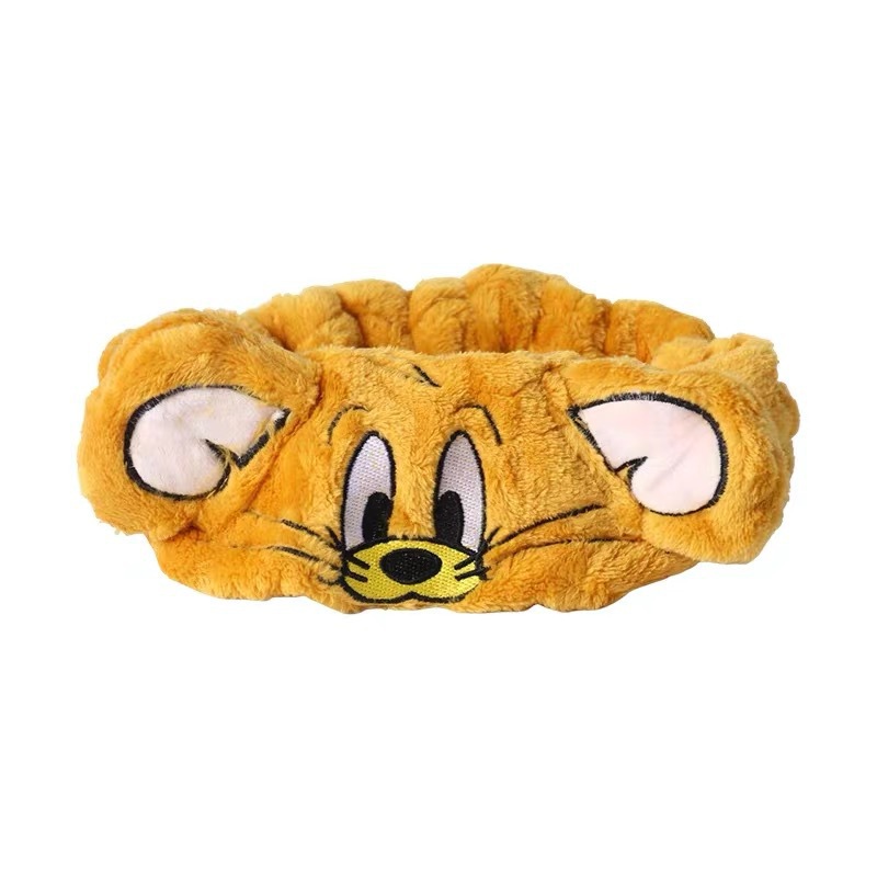 Tom Jerry, gatos y ratones lindos, banda de pelo de lavado de la cara, máscara de maquillaje, banda de pelo elástica, joyas de pelo elásticas