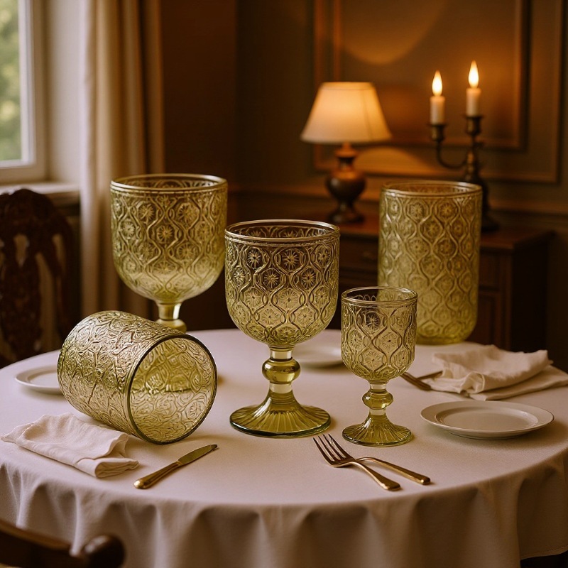 Nuevo retrógrado tallado alto taza de agua taza de vino taza de bebida creativa elegante casa hotel café utensilios de vino