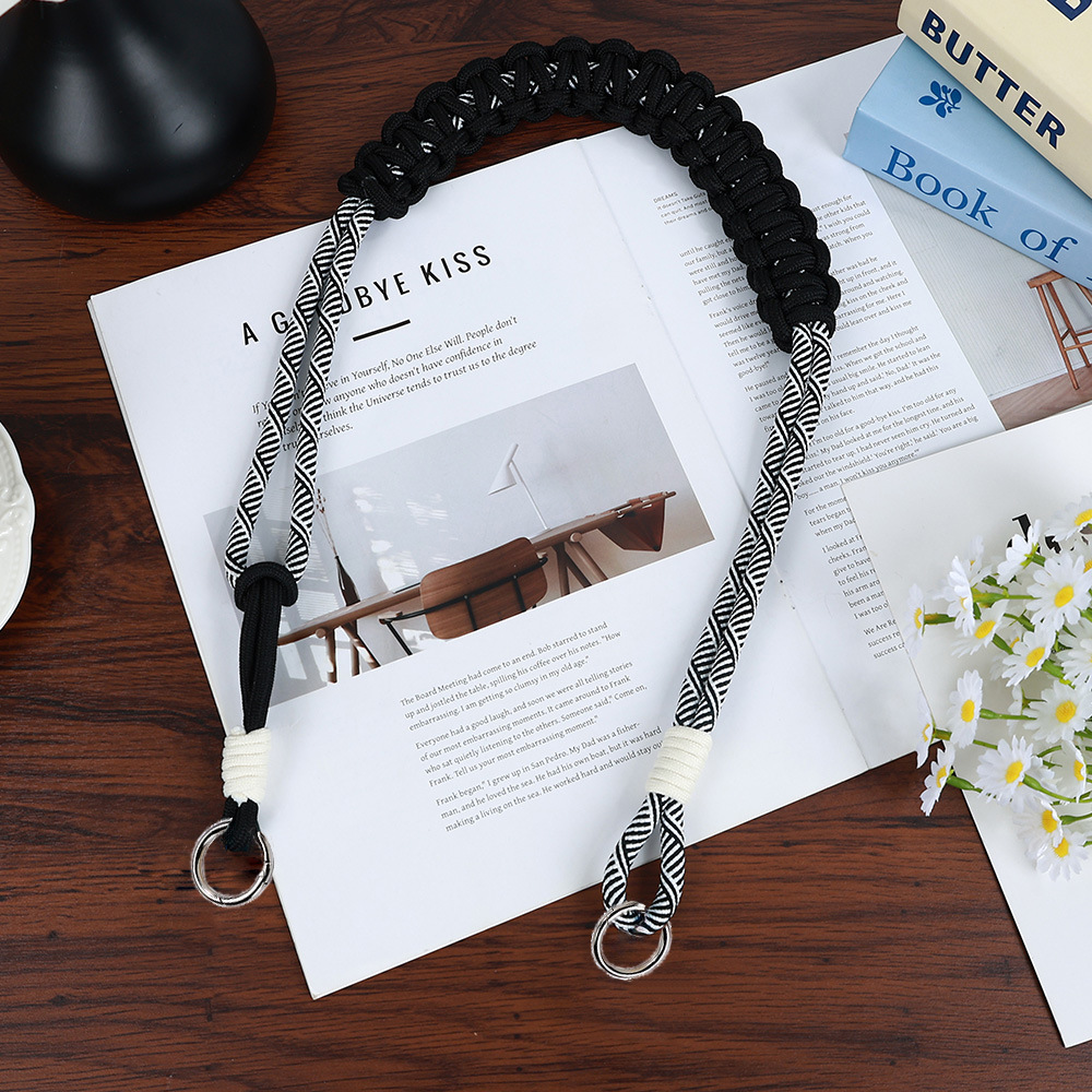Black and white frost woven shoulder strap·half braided style