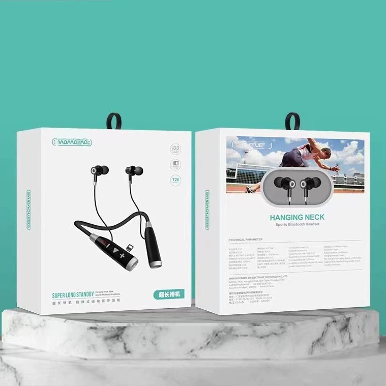 Беспроводная бизнес Bluetooth-гарнитура на шее-подвесная Спортивная Беговая Шея-подвесная Магнитная присоска в ухо жесткая упаковка
