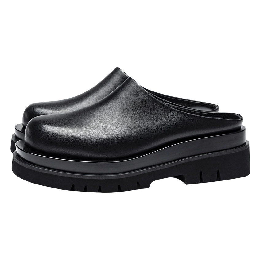 Поколение мужских полутапочек Baotou на толстой подошве, туфли из натуральной воловьей кожи без каблука на 6 см с полупланками, туфли на толстой подошве