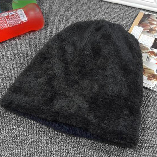 Men's winter and autumn thermal lined thick knitting hat, outdoor sports warm beanie, Korean style letter beanie