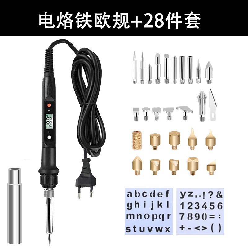 Soldador Eléctrico Digital Transfronterizo con Pantalla, Kit de Reparación de Calentamiento Interno, Kit de Soldadura para Bricolaje, Juego de Pirograbado, Herramienta de Soldadura para Grabado en Caliente